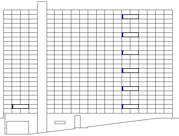 Full elevation view of government council building details dwg file