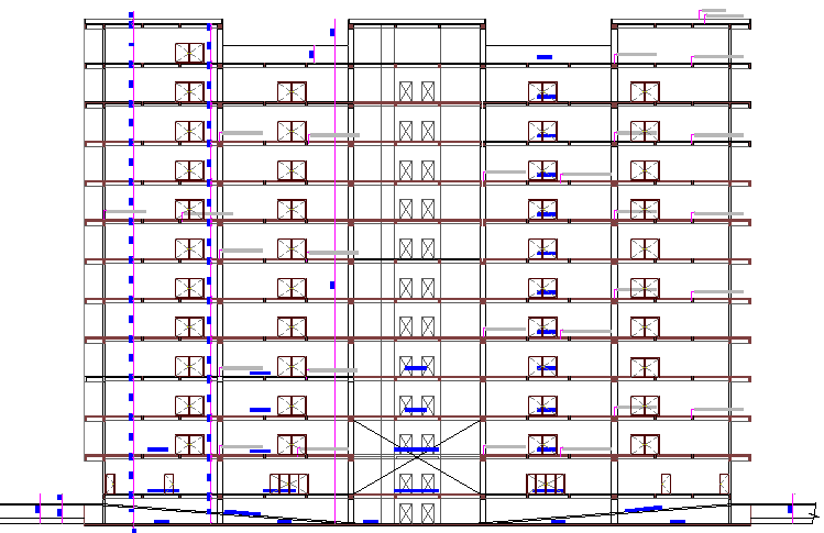 Full sectional details of corporation building dwg file