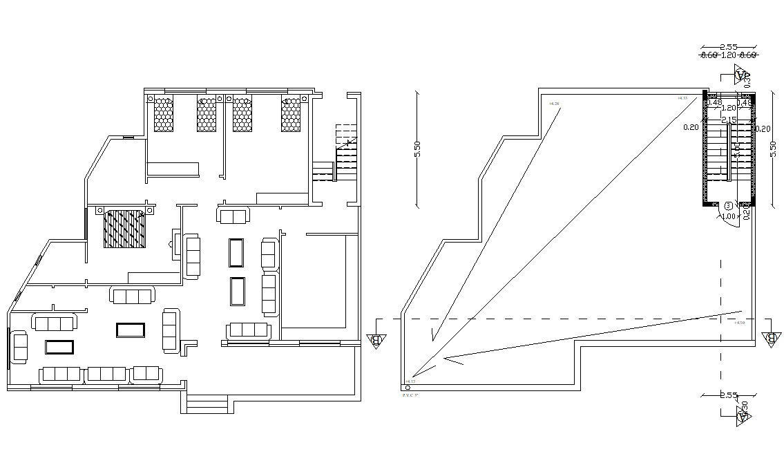 Fully Furnished 3 BHK Bungalow Building Floor Plan AutoCAD File