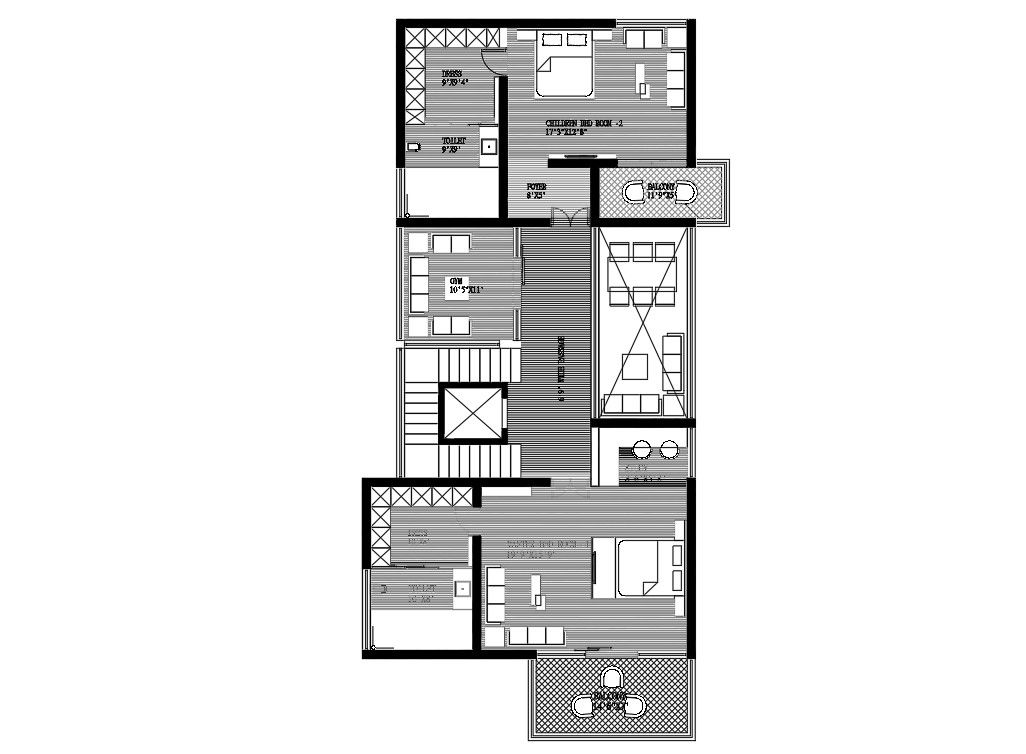 Fully Furnished Home First Floor Plan DWG Drawing