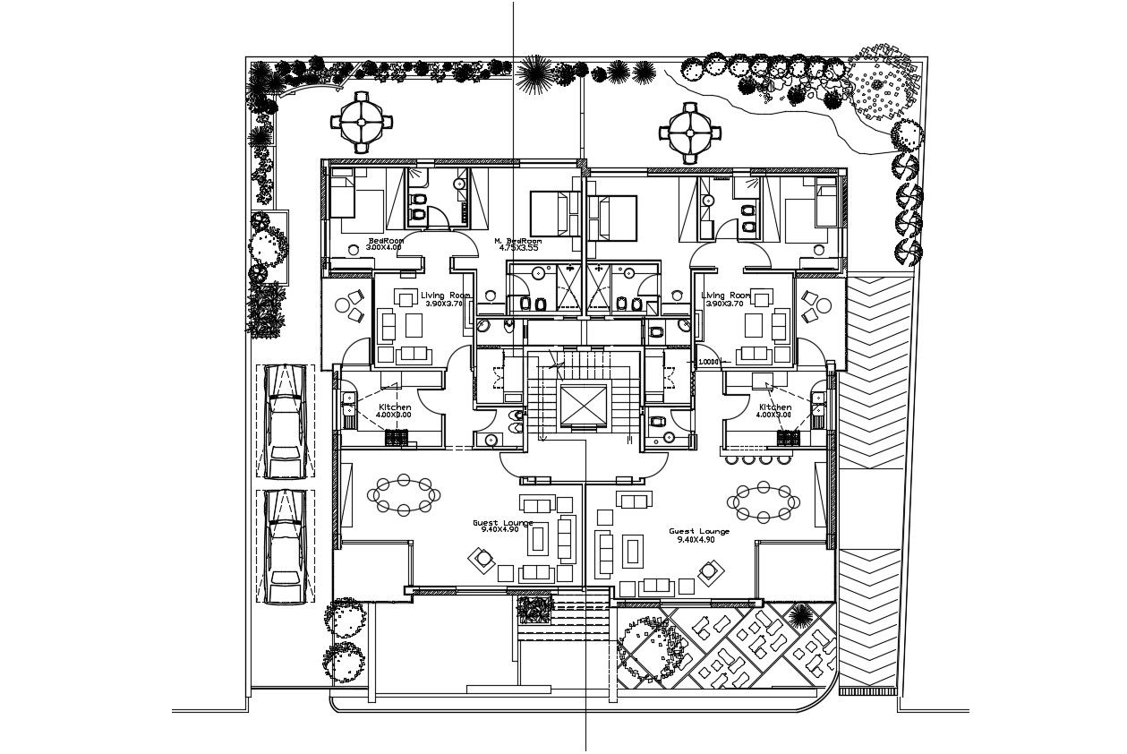 Fully Furnished Lavish Huge Bungalow Layout Plan AutoCAD File