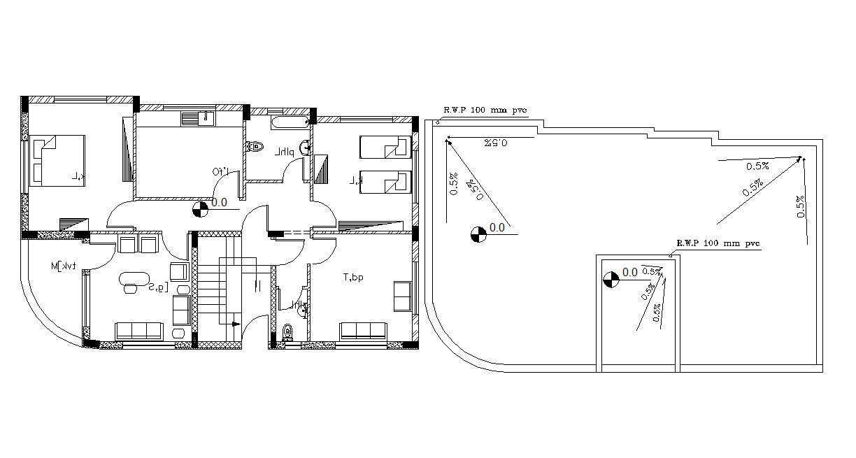 Fully Furnished Two BHK Apartment Building Design DWG file