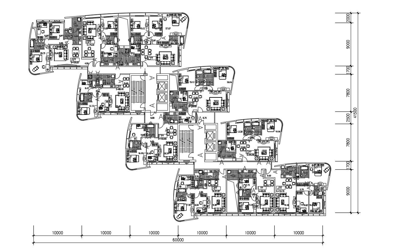 Fully Furnished modern apartment design AutoCAD File