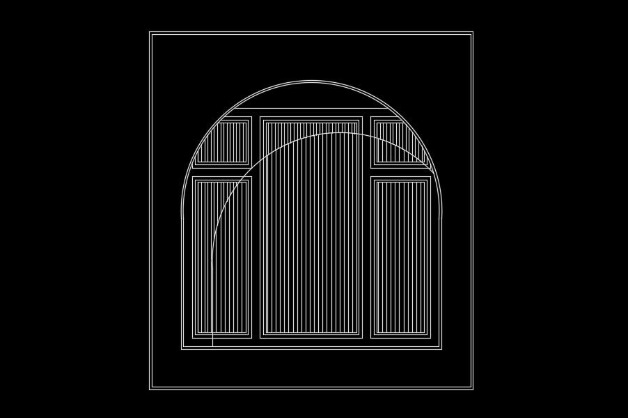 Fully arched type door AutoCAD drawing download now