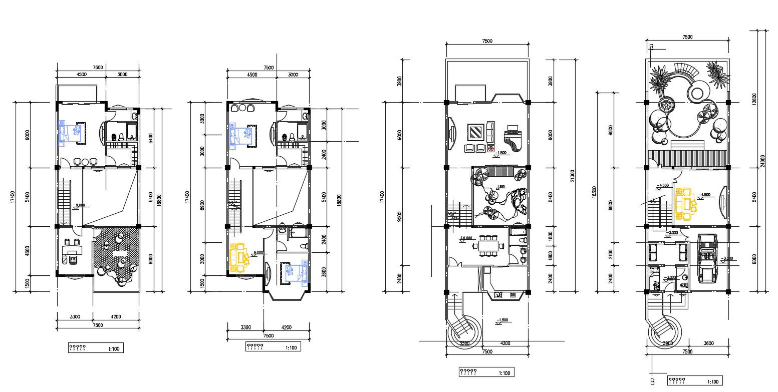 Furnished House Layout Plan AutoCAD Drawing