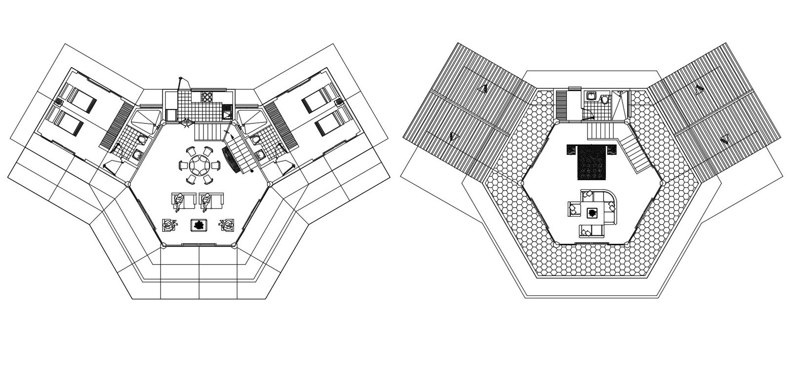 Furnished Residence G+1 Bungalow Design Architecture Layout Plan AutoCAD Drawing