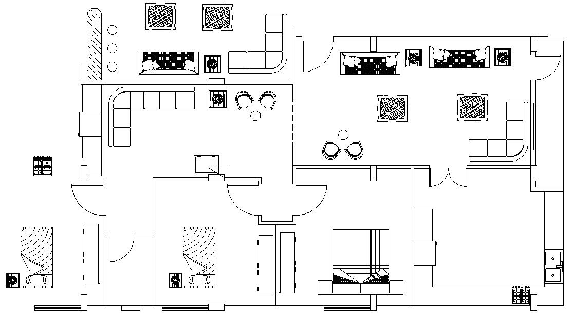 Furnished Residence Design 2d Layout Drawing