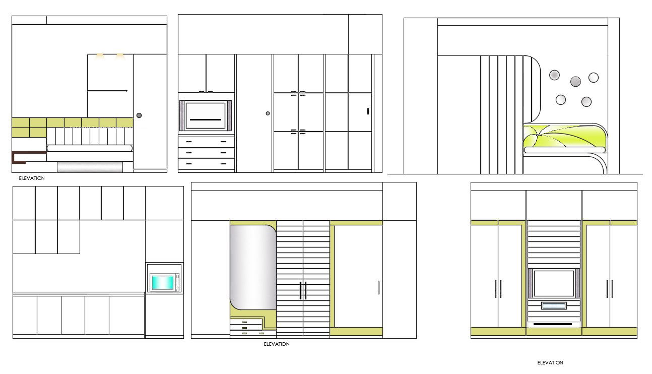 Furniture Blocks Elevation AutoCAD Drawing 