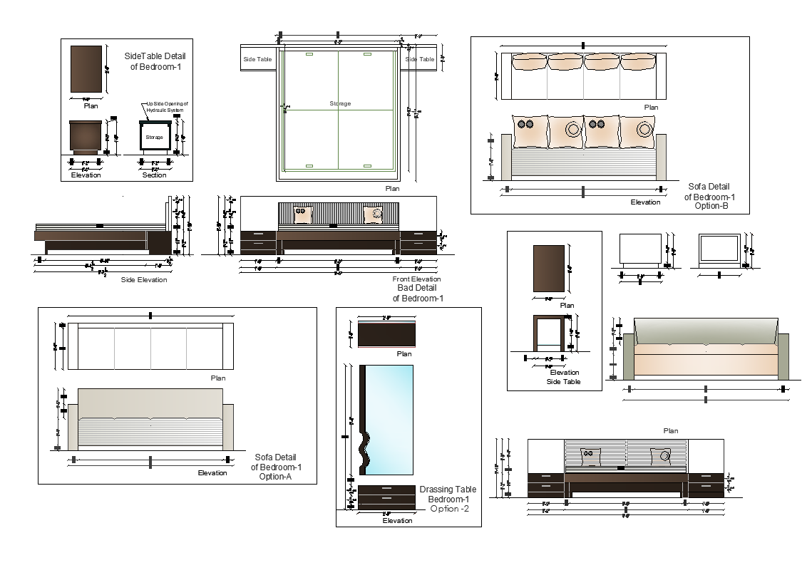 Furniture CAD blocks detail elevation 2d view layout AutoCAD file