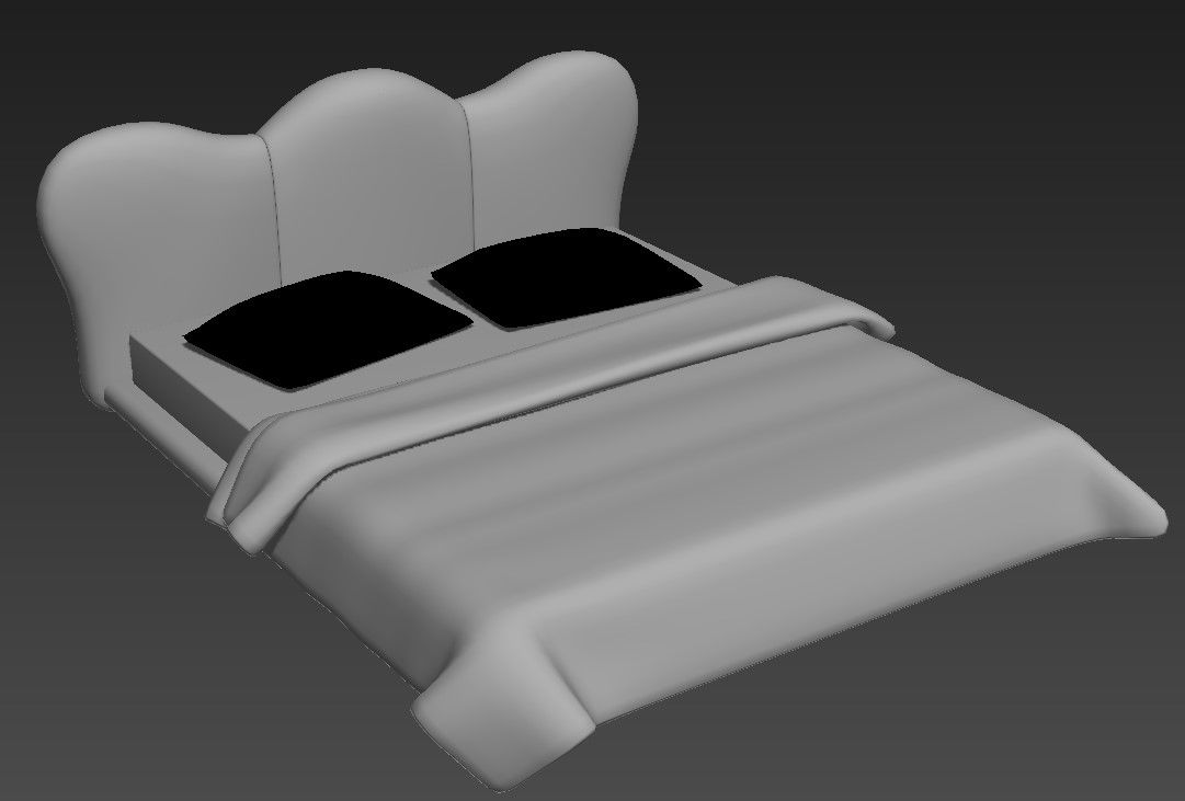 3D Max Double Bed Furniture Model for Bedroom Design Projects