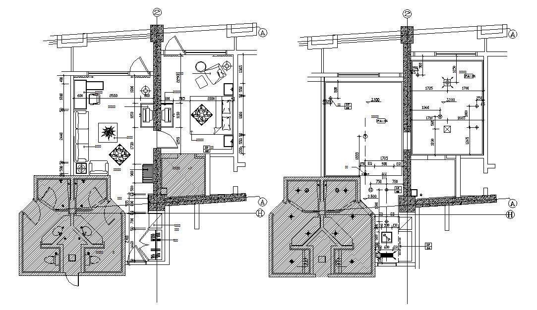 Furniture Layout Of Drawing Room And Bed room AutoCAD File Free Download