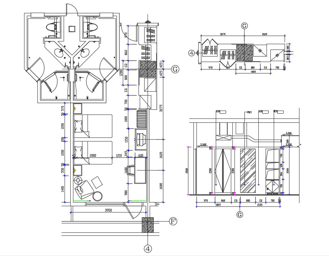 Explore Hotel Room Furniture Arrangement in DWG CAD Format File
