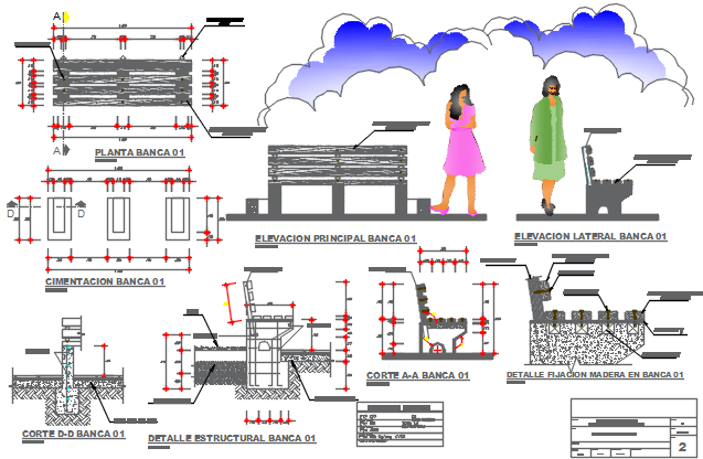 Furniture detail and foundation working plan detail dwg file