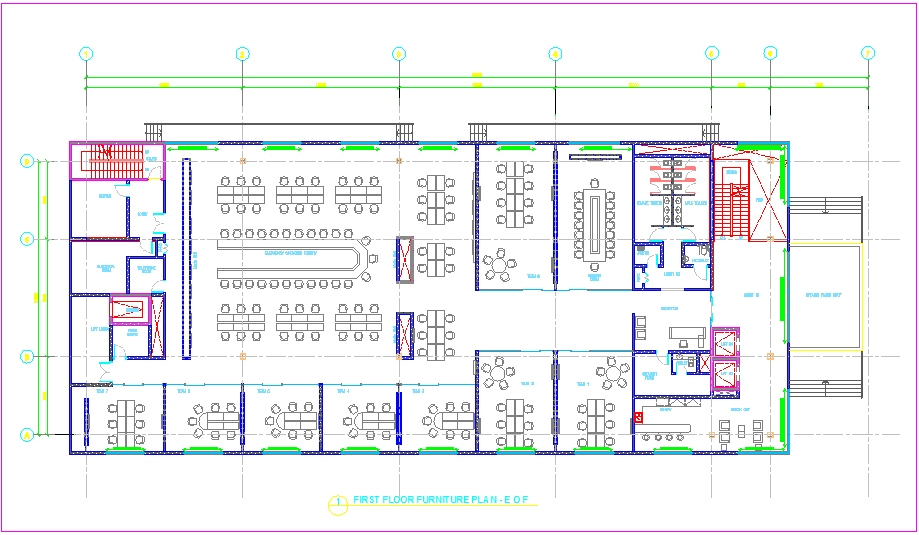 First Floor Furniture Plan View DWG File for Building