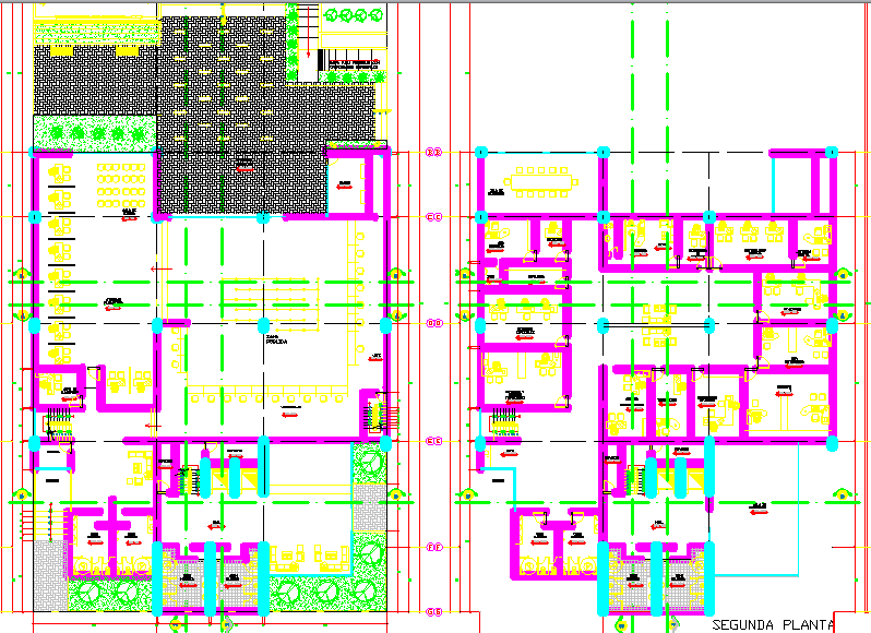 Furniture detailing of a bank dwg file