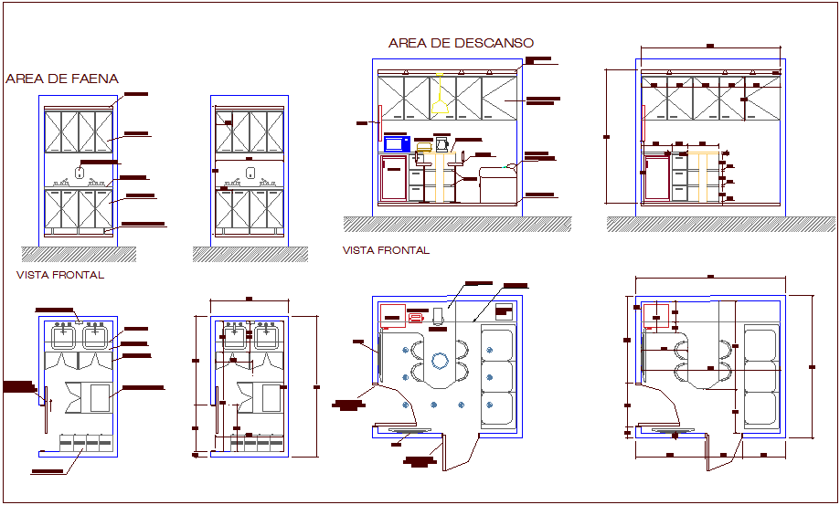Furniture different types for admin area dwg file