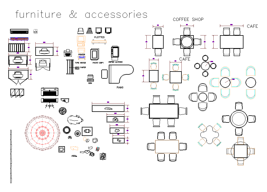 2D CAD Layout of Furniture Equipment and Accessories