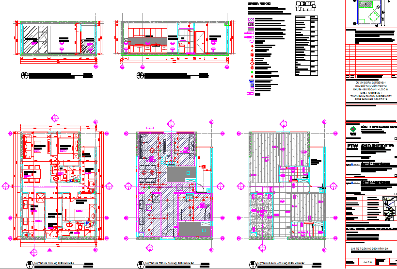 Furniture layout of an apartment with elevations.