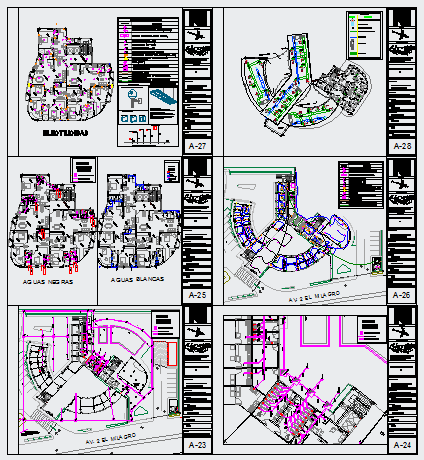 Furniture layout of residential high rise building design drawing