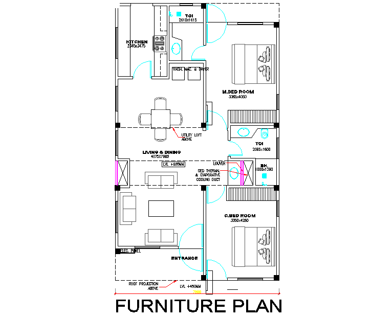 Furniture layout plan detail dwg file