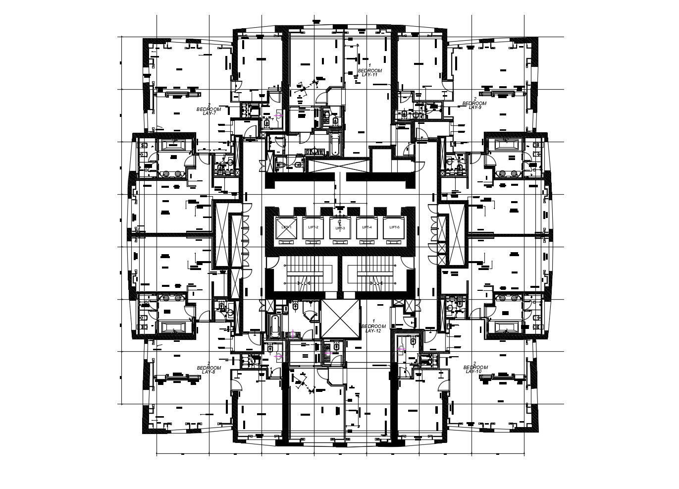 Furniture layout plan of a residential apartment in dwg file