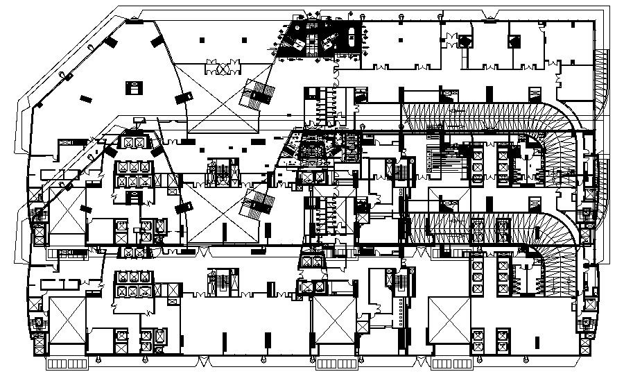 Furniture layout plan of the office building with detail dimension in dwg file
