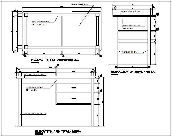 Furniture Table Plan DWG Drawing for Interior Projects