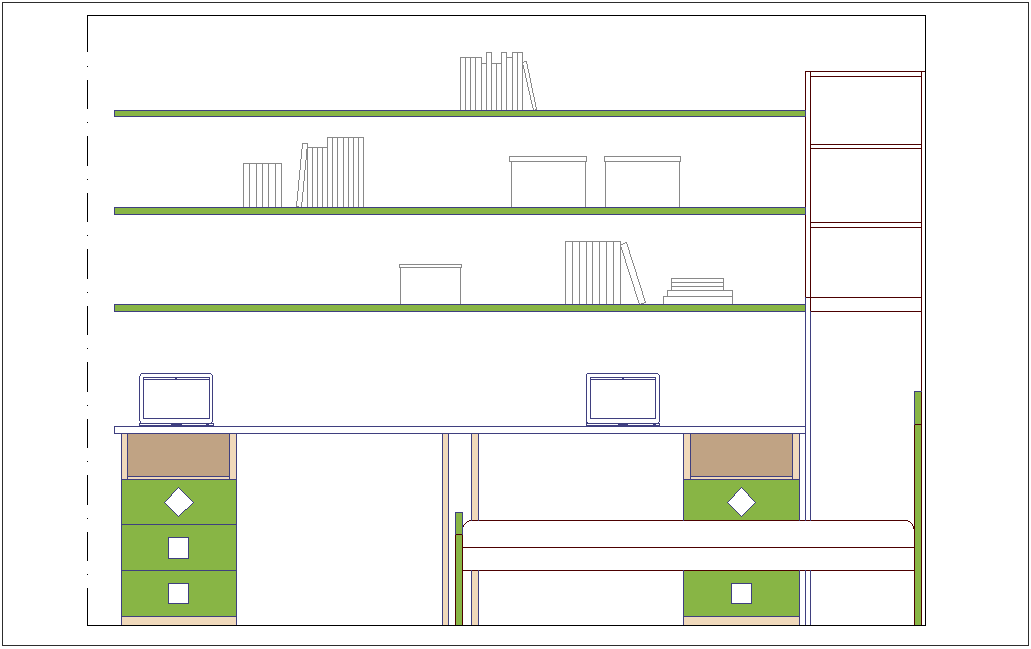 Furniture view of cup board elevation dwg file