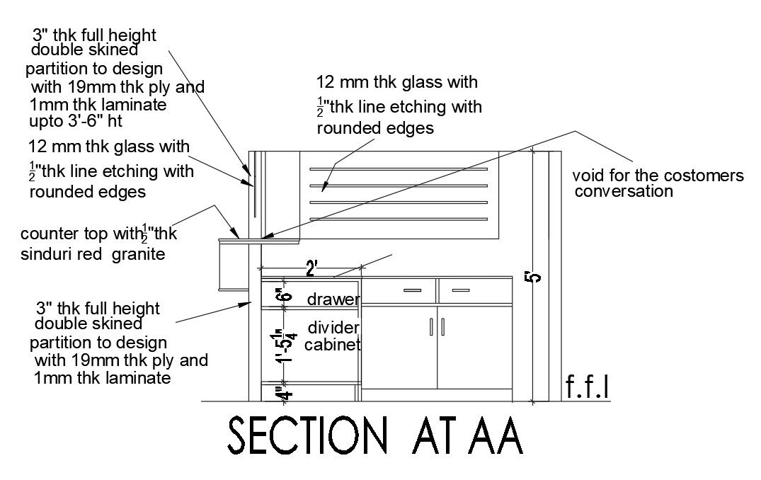 Furniture Cabin Section Drawing Download DWG File