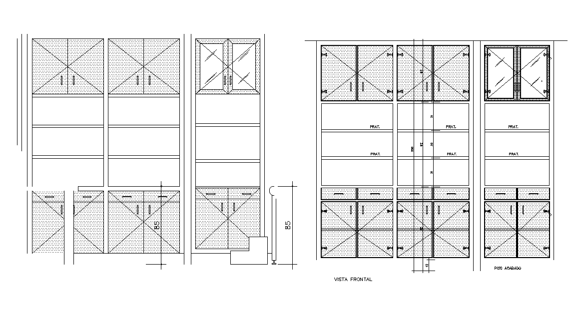 Furniture Cupboard Front Elevation CAD Drawing Download DWG File