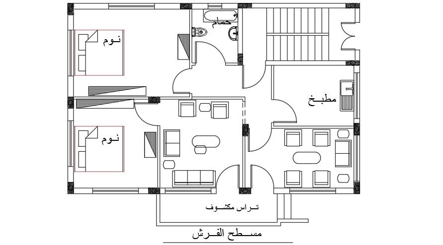 Furniture Layout Of 15x20 Meter 4 BHK House CAD File