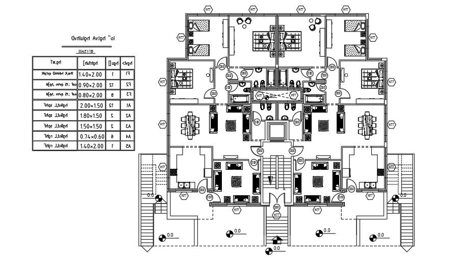Furniture Layout Of 20x19 Meter 3 BHK Apartment DWG File