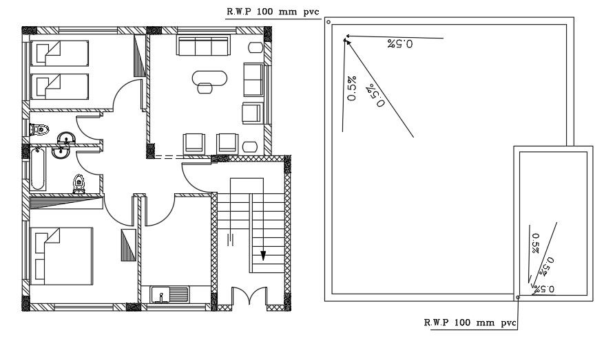 Furniture Layout Of 9x9 Meter 2 BHK House Plan DWG File
