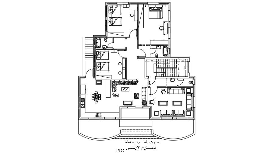 Furniture Layout Of Ground Floor Plan CAD File