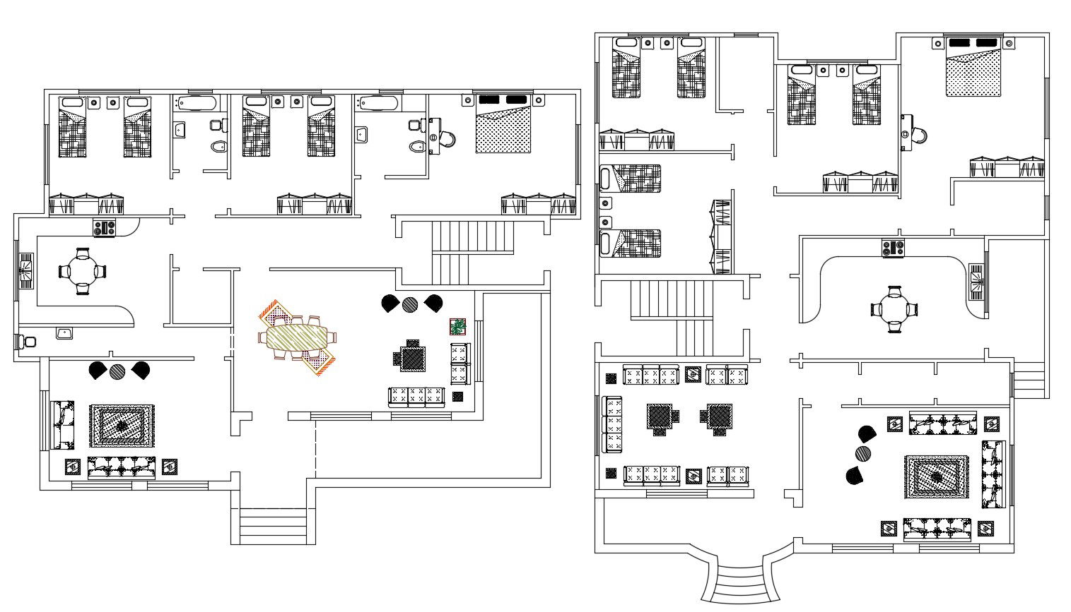 House Furniture Layout Plan AutoCAD Drawing