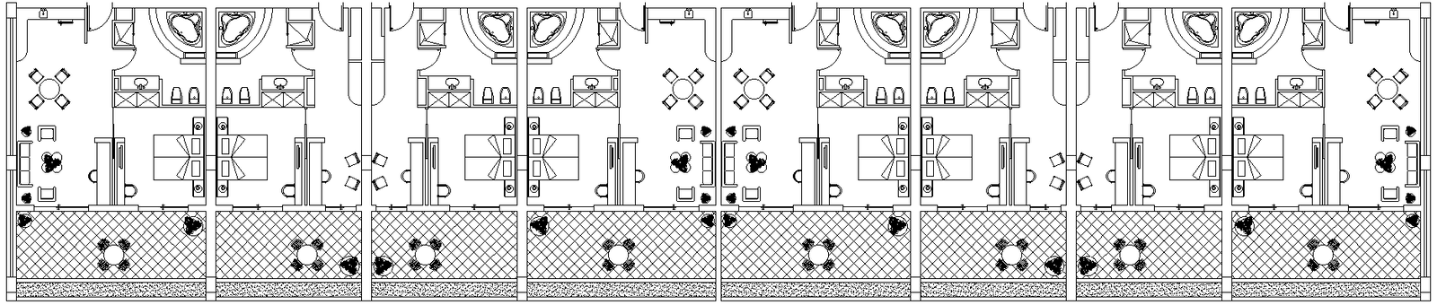 Furniture Layout plan of Hotel with balcony detail DWG AutoCAD file
