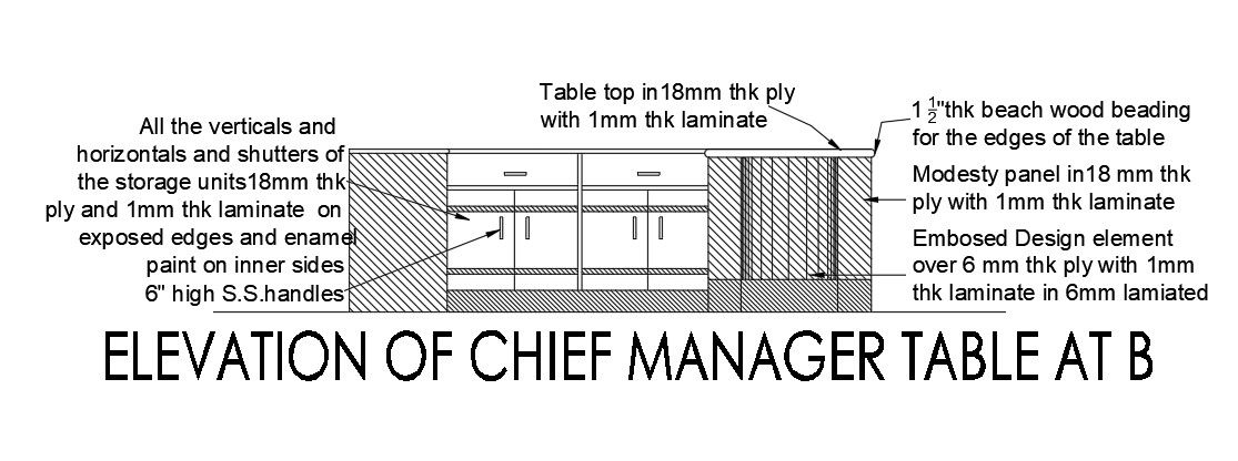 Furniture Table Elevation AutoCAD Drawing in DWG Format