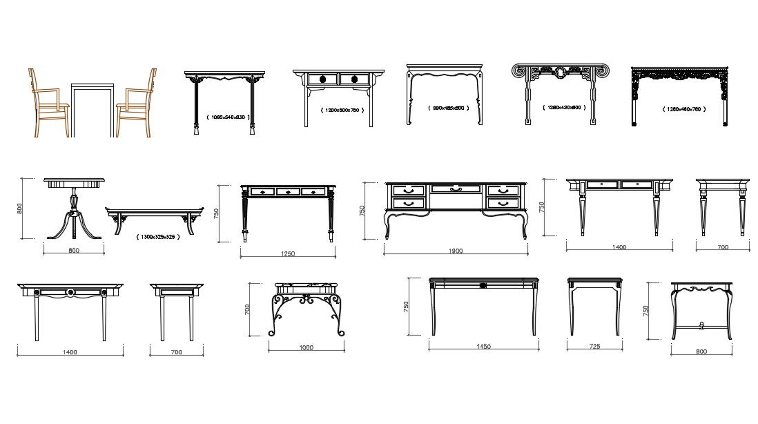 Furniture Table CAD Blocks Free Download in DWG Format