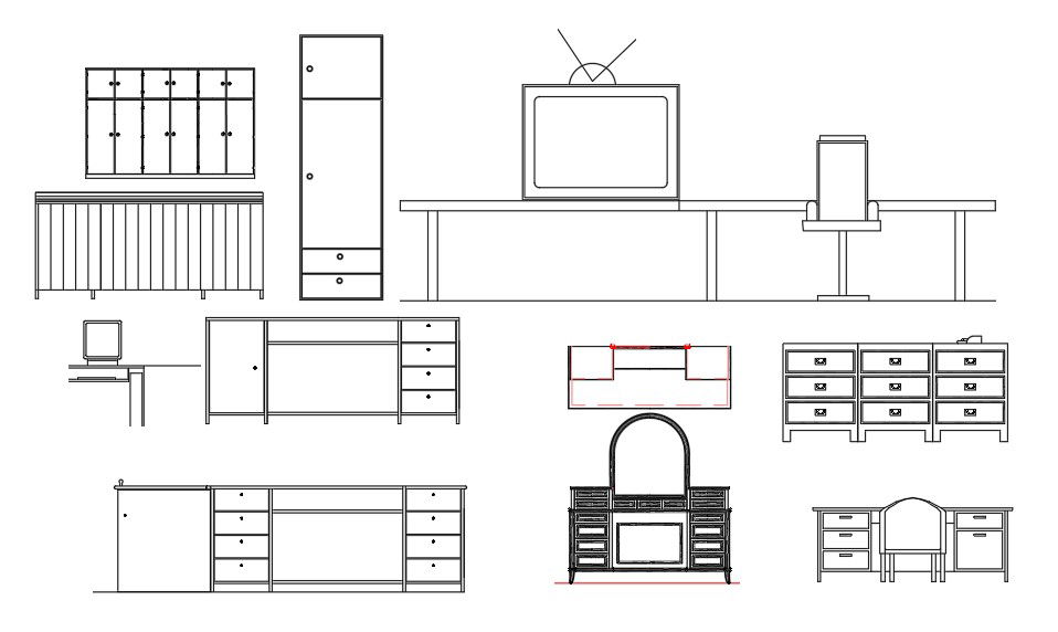 Furniture Table Front Elevation CAD Blocks in DWG File