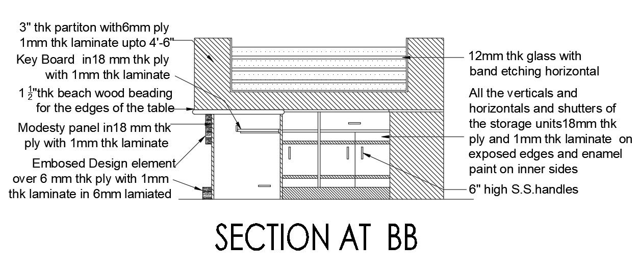 Furniture Table Sectional Elevation Drawing Download DWG File