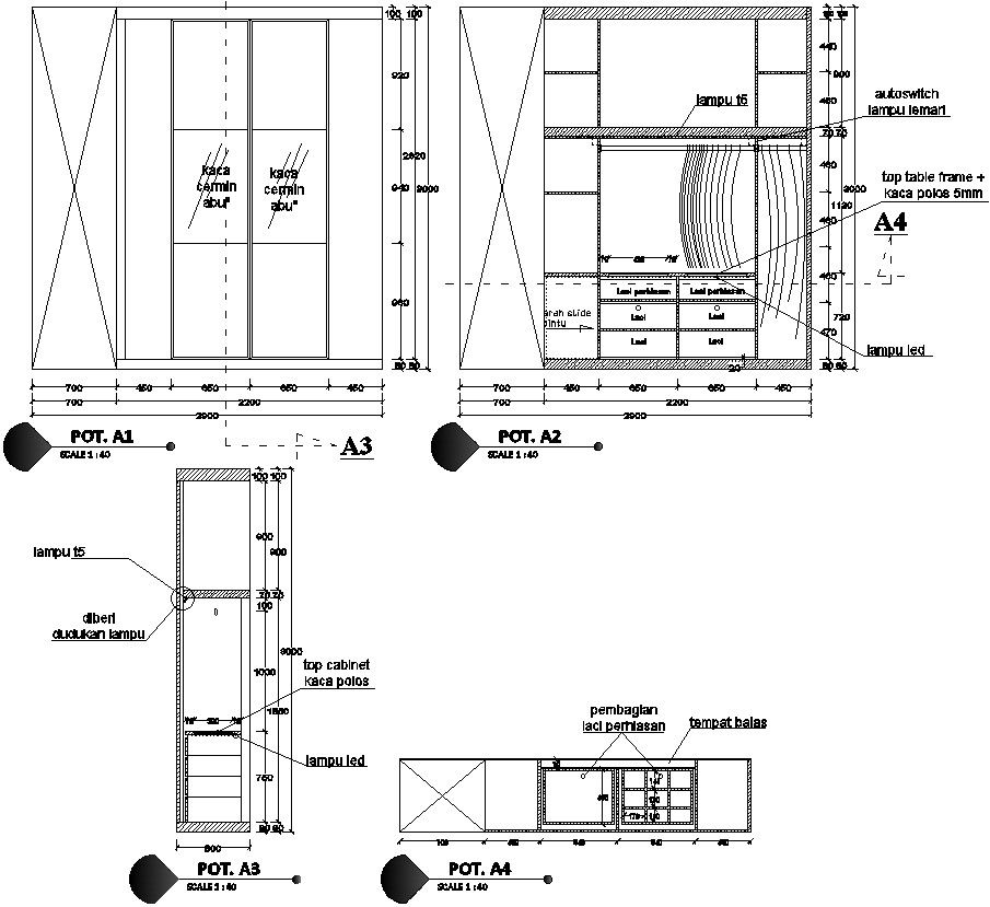 Furniture design details in AutoCAD, dwg file.
