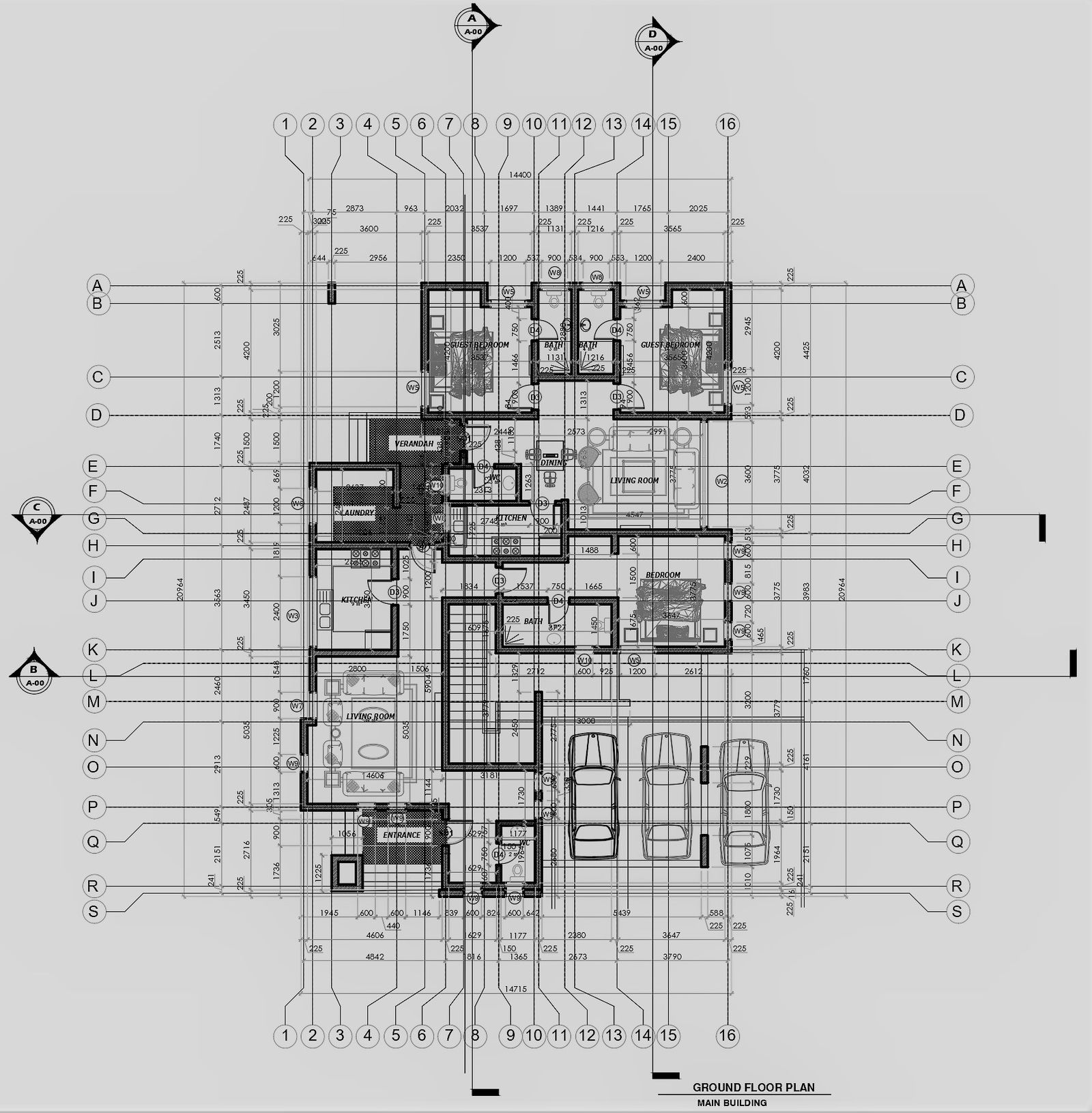 Furniture detail of ground floor plan of main building with dimension and detail autocad dwg drawing .