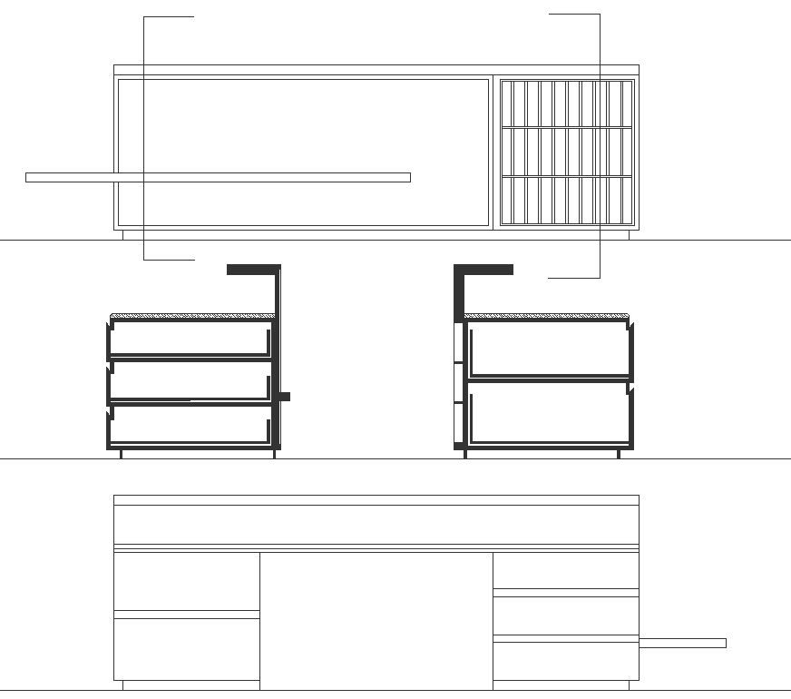 Furniture CAD Plan with Section and Elevation Views