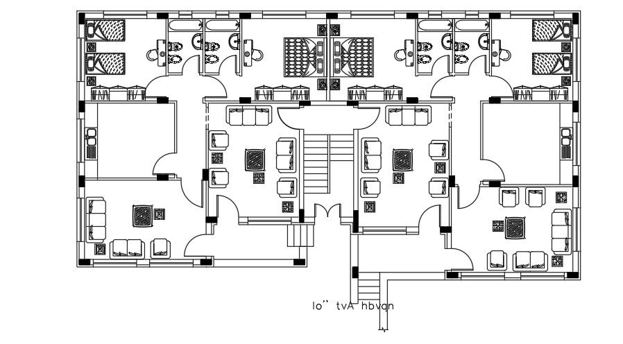 23x12m House CAD File with First Floor Furniture Blocks