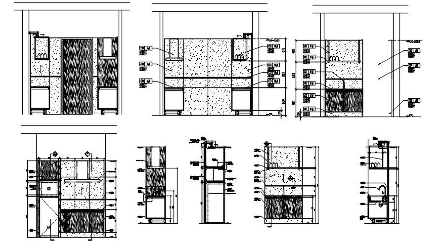 Furniture Details 2D AutoCAD Drawing File for Kitchen Layouts