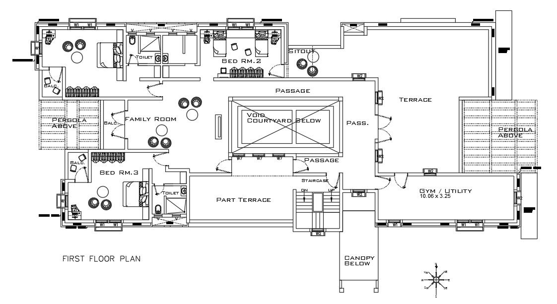 57x23m First Floor Luxury Villa Plan AutoCAD DWG Layout