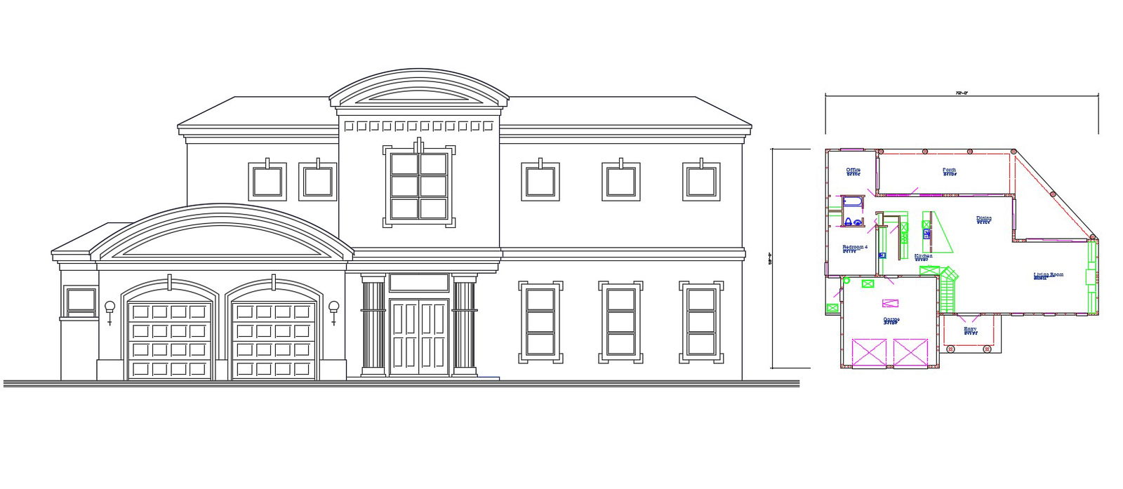 G+1 Attic Bungalow Design AutoCAD file