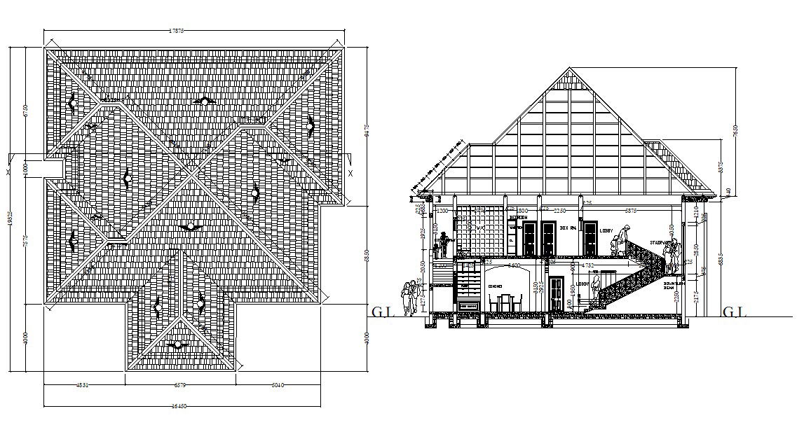 G+1 House Section Design AutoCAD drawing