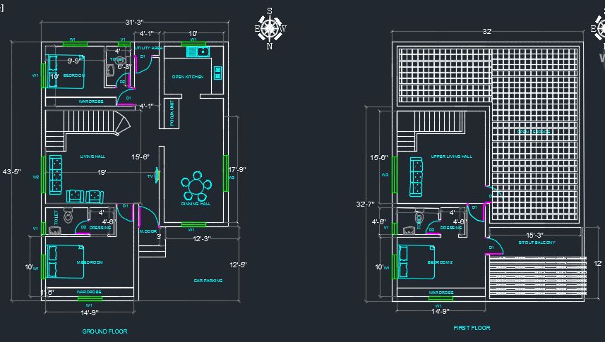 G+1 Optimum Space Residential Building (3B2HK) 