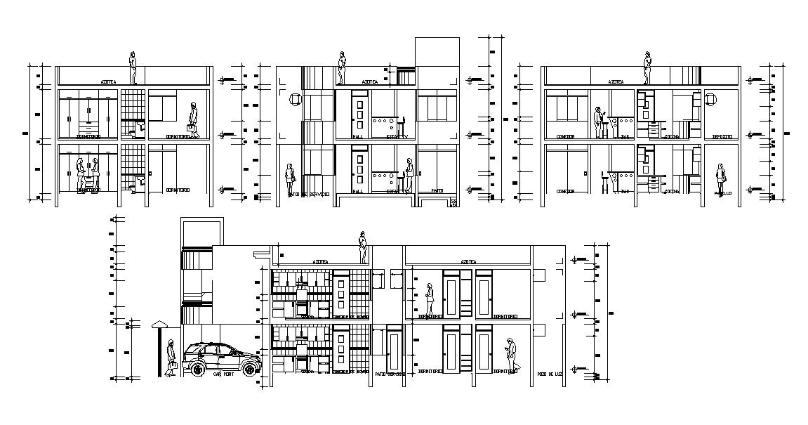 G+1 Residential Apartment Section AutoCAD Drawing